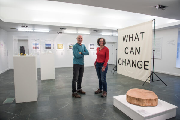 Harriet and Rob Fraser (who collaborate as somewhere nowhere) at the opening of their Sense oif Here exhibition at Grizedale Forest